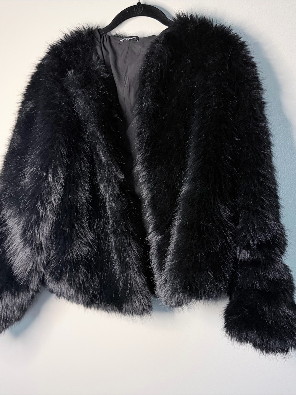 Women’s Black Faux Fur Teddy Jacket - Plush Cozy Coat